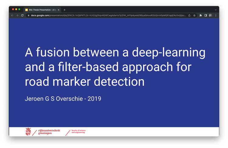 Title slide of the BSc thesis presentation